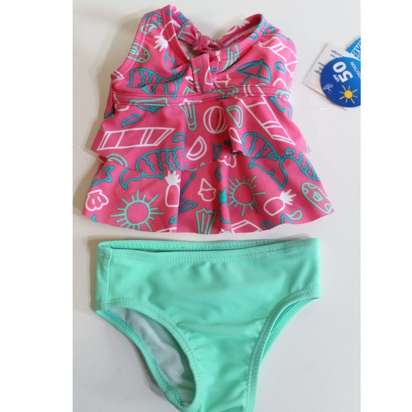 Wave Zone Baby Girl Halter Swimsuit Size 0-3 Months UV Protection - Picture 4 of 7